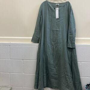 Linen Handmade Studio 10 NWT resort wear linen green maxi dress